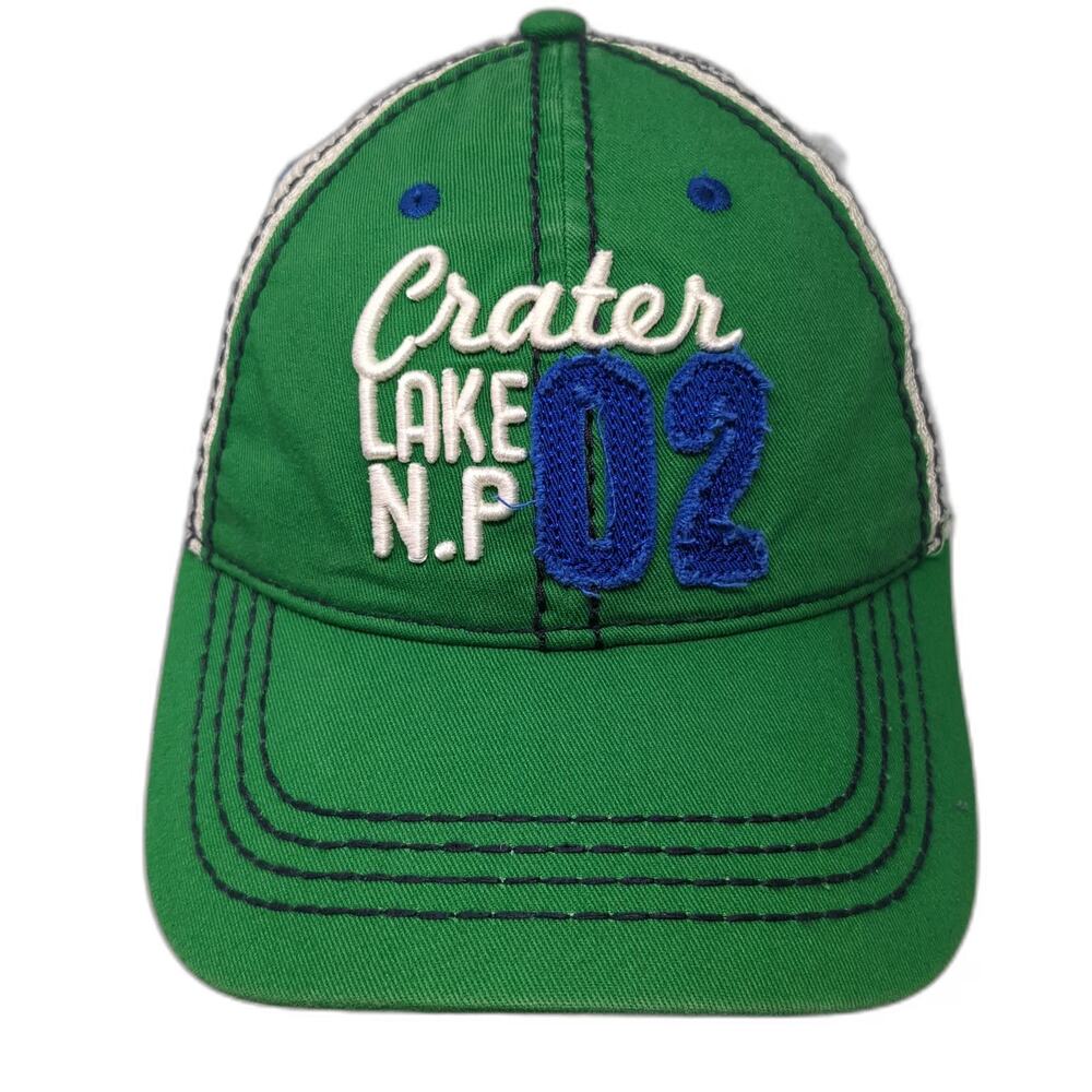 Hat Graphix 360 Trucker Hat Green White Blue OSFM Crater Lake NP Mesh Snapback